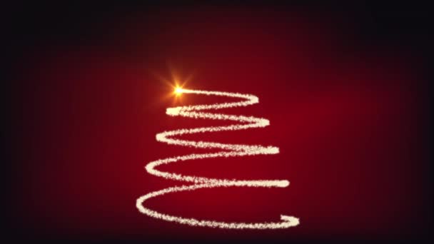 Κινούμενα Χριστουγεννιάτικο Δέντρο Κόκκινο Φόντο — Αρχείο Βίντεο