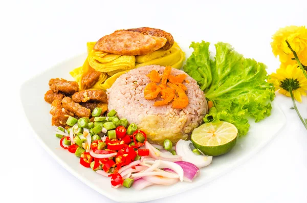 Rice Seasoned Shrimp Paste Recipe Ancient Thai Menu Which Has — Stock Photo, Image