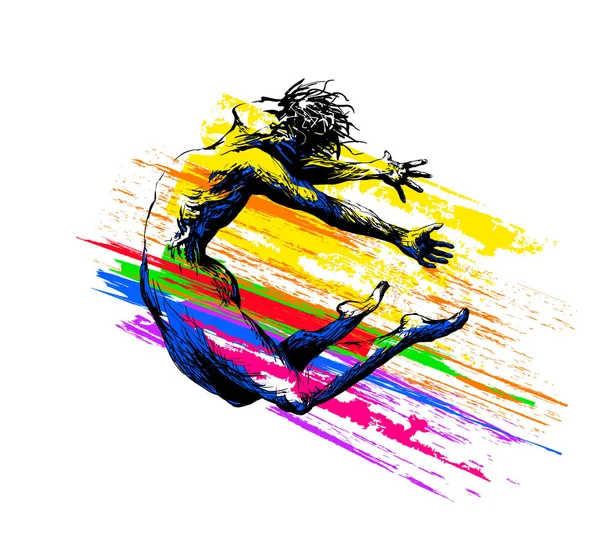 Bailarina Hip Hop Rompe Baile Ilustración Vectorial Colorido — Archivo Imágenes Vectoriales