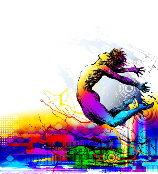 Danseuse Hip Hop Break Dance Illustration Vectorielle Colorée — Image vectorielle