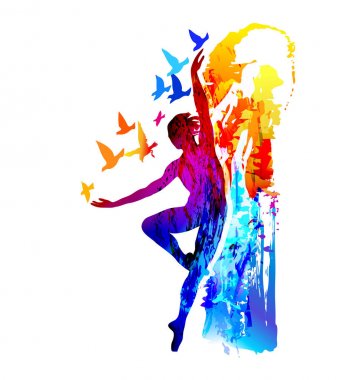 Ballet dancer, aerobics, gymnastics . Colorful vector illustration  clipart