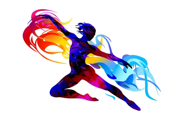 Bale Dansçısı Aerobik Jimnastik Renkli Vektör Illüstrasyon — Stok Vektör