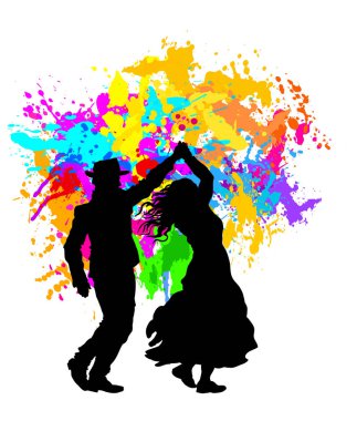 Birkaç dansçı, halk dansları. Vektör çizimi