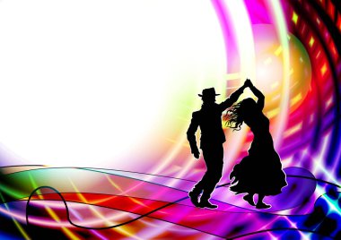 Birkaç dansçı, halk dansları. Vektör çizimi