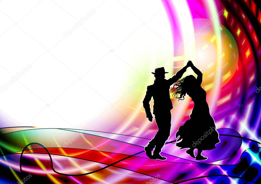 Couple of dancers, folk dance. Vector illustration