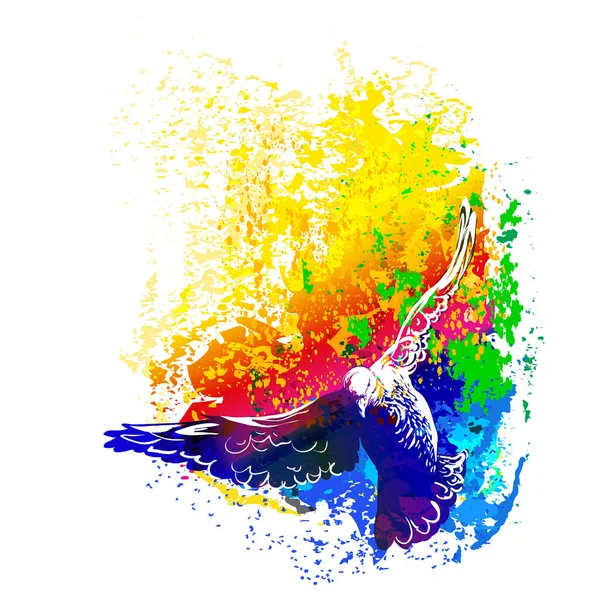 Les Oiseaux Volent Peinture Vectorielle Colombe Colorée — Image vectorielle