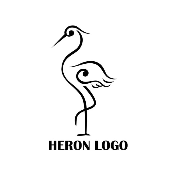 Logo Heron bianco e nero — Vettoriale Stock