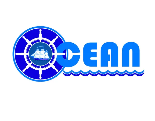 Ocean Inscrição Original Logotipo Ícone Convite Cartão Crachá Elemento Design — Vetor de Stock