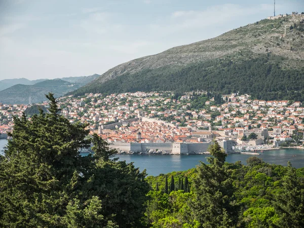 Hermosa Fotografía Paisaje Urbano Del Casco Antiguo Croacia Sus Murallas — Foto de Stock