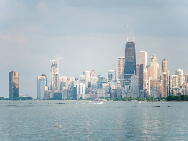 Güzel Panoramik Chicago Manzarası Ile Eski Yeni Gökdelenler Michigan Gölü — Stok fotoğraf