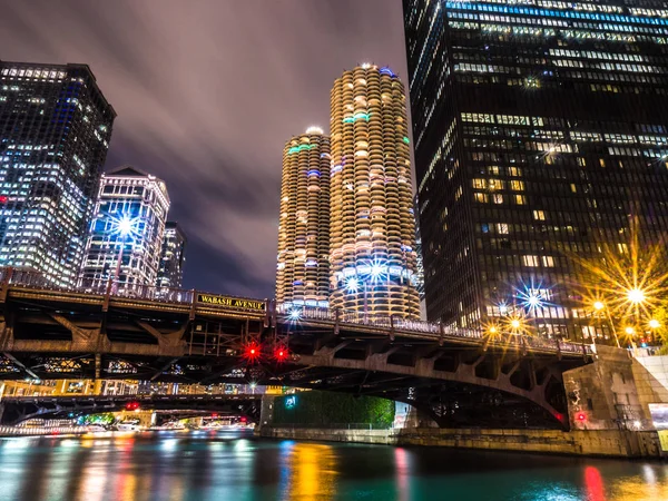 Chicago Juni 2018 Die Lichter Der Türme Der Yachthafenstadt Und — Stockfoto