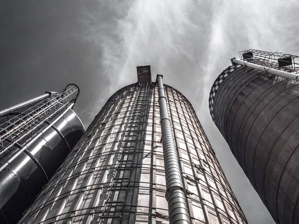 Dramática Fotografía Industrial Agrícola Mirando Hacia Lado Silo Grano Alto — Foto de Stock