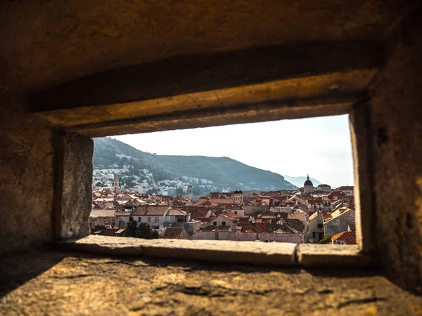 Hermosa Vista Ciudad Del Casco Antiguo Dubrovnik Croacia Incluyendo Iglesias — Foto de Stock