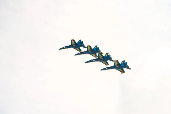 Chicago Agosto 2017 Los Aviones Escuadrón Demostración Los Ángeles Azules — Foto de Stock