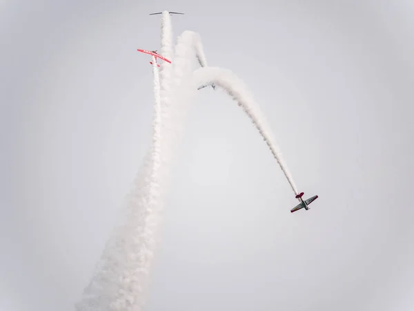 Chicago August 2018 Das Aeroshell Kunstflugteam Führt Stunts Vor Die — Stockfoto