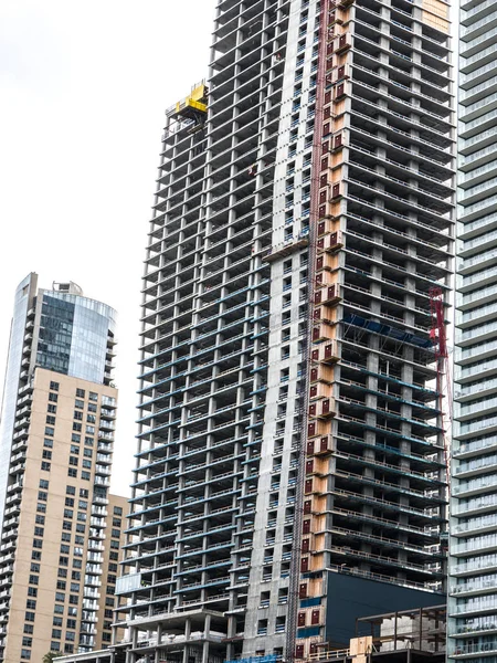 Chicago Outubro 2018 Equipes Construção Trabalham Torre Vista Jeanne Gang — Fotografia de Stock