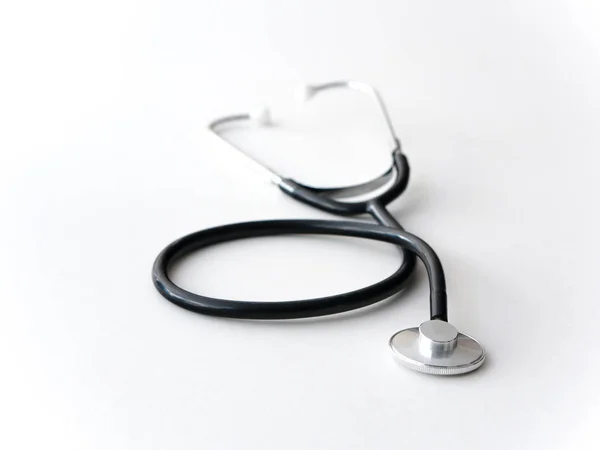 Doctors Black Flexible Rubber Steel Metal Heart Pulse Stethoscope Laying Stock Picture