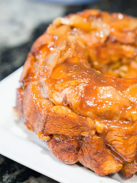 Closeup Photograph Sweet Mouthwatering Bundt Cake Monkey Bread Chopped Walnut — Stock Photo, Image