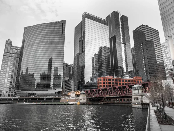 Chicago Avril 2017 Les Piétons Traversent Pont Lake Street Marchent — Photo