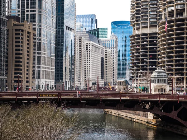 Chicago April 2017 Die Türme Der Marina City Stehen Prominent — Stockfoto