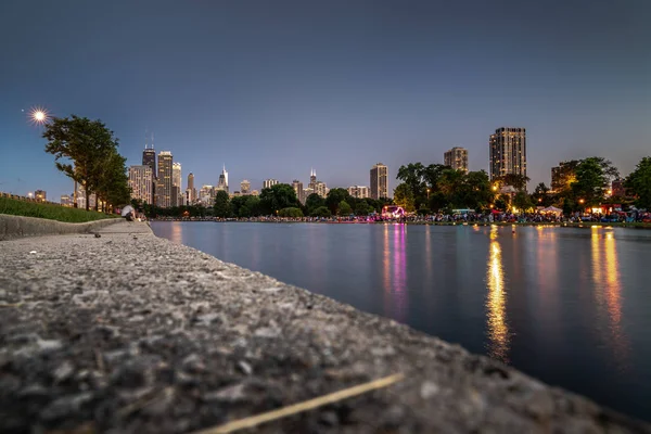 Chicago Julho 2019 Multidões Reuniram Para Festival Lanterna Água Lagoa — Fotografia de Stock