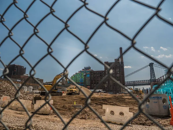 Brooklyn New York May 19Th 2017 Fences Surround Construction Site — Stock Photo, Image