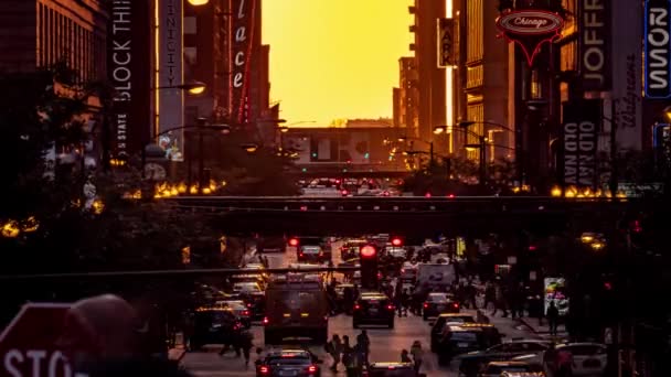 Chicago Septiembre 2019 Tráfico Mueve Centro Ciudad Mientras Los Fotógrafos — Vídeos de Stock