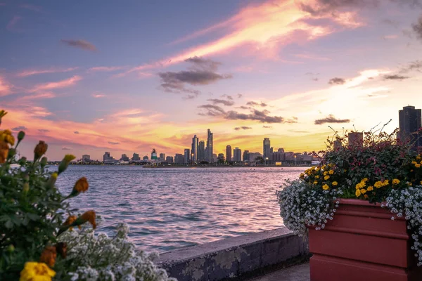 Chicago September 13Th 2019 Sunset Friday 13Th Painted Sky Shades — Stock Photo, Image