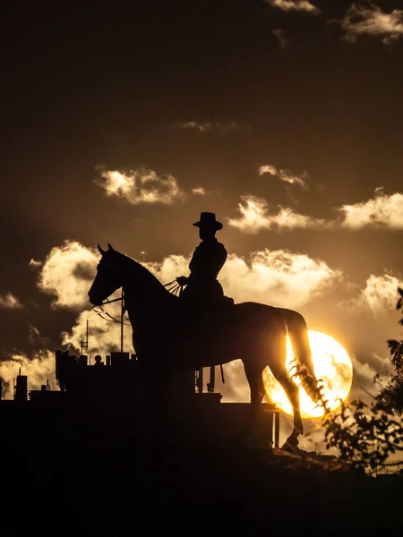 Chicago September 2019 Die Sonne Geht Unter Dem Pferd Des — Stockfoto