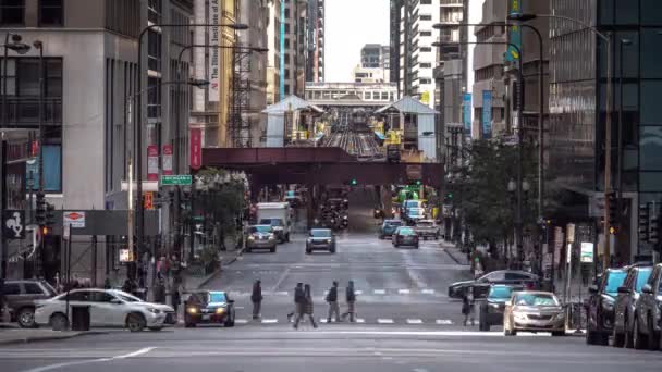 Chicago Octubre 2019 Turistas Peatones Mueven Por Ciudad Pie Trenes — Vídeos de Stock