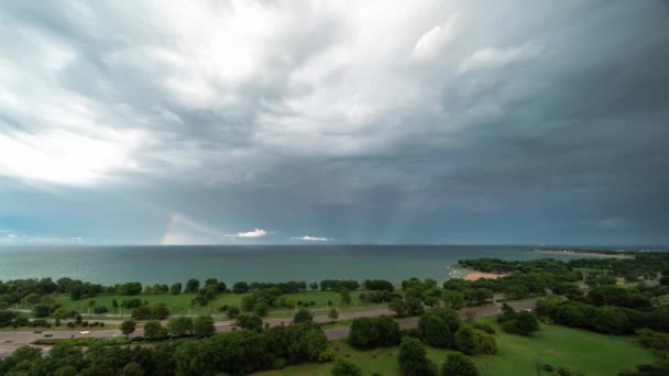 Chicago Augustus 2020 Regenbogen Verschijnen Aan Hemel Een Zomerse Regenbui — Stockvideo