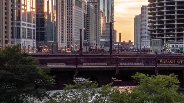 Chicago Серпня 2020 Небо Повертає Відтінки Помаранчевого Коли Сонце Заходить — стокове відео