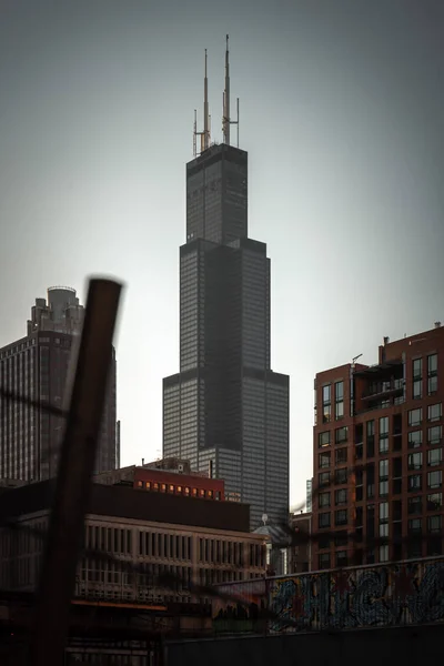 Chicago Ağustos 2020 Willis Kulesi Eski Adıyla Sears Kulesi Şehir — Stok fotoğraf