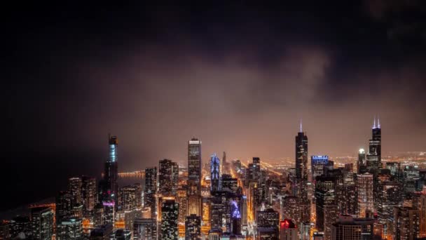 Chicago Janeiro 2019 Nuvens Neblina Rolam Sobre Cidade Escondendo Horizonte — Vídeo de Stock