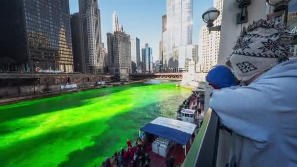 Chicago Mars 2019 Rörmokarfacket Chicago Sprider Färg Över Hela Chicago — Stockvideo