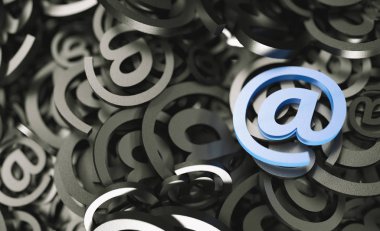 Sonsuz E- posta tabelaları, pazarlama, spam ve gazete konsepti