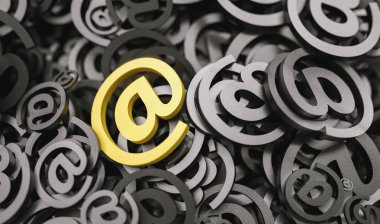 Sonsuz E- posta işareti, pazarlama, spam ve haber konsepti resmi