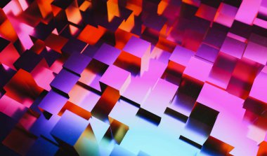 Renkli neon ışıklı küplerin gerçekçi bir şekilde oyun arkaplanı