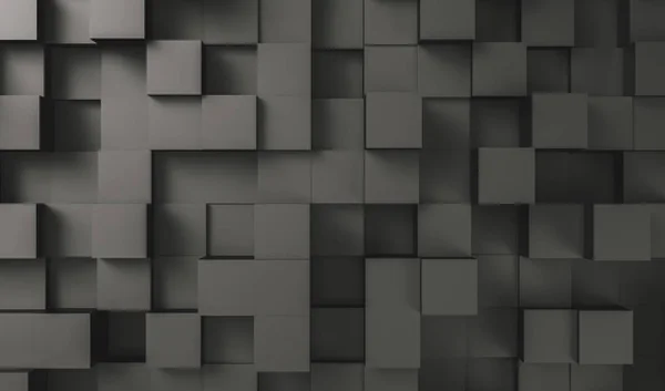 Realistic Black Solid Cubes Located Space Different Levels Abstract Background — 스톡 사진