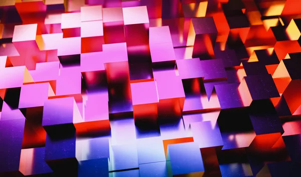 Gaming background of colorful neon light cubes