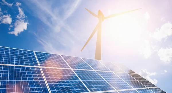New Energy Solar Wind Power Solve Future Energy Shortages — Stockfoto