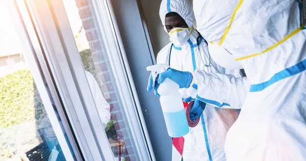 Cleaners in disinfection and cleaning in clinic during Covid-19 coronavirus epidemic