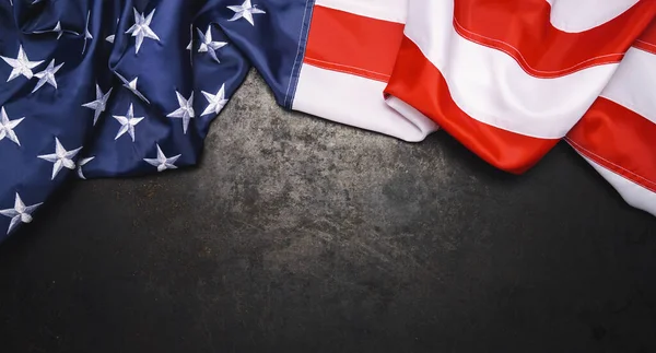 Bandera Americana Sobre Metal Oscuro Con Espacio Libre Julio Veteranos — Foto de Stock