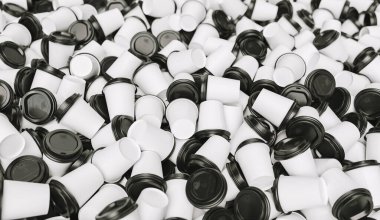 Heap of many empty to go coffee cups