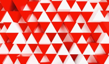 White and red background with triangles - 3d rendering 