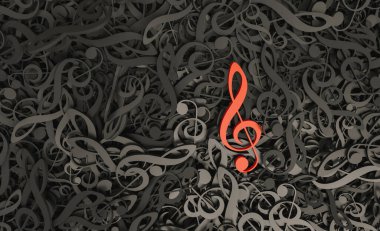 Leadership concept, red note, standing out from the crowd of blackInfinite musical notes
