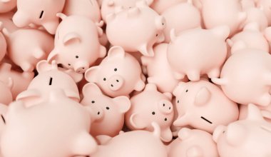 Large group of piggy banks