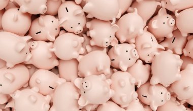 piggy banks on a pile, investment and development concept image