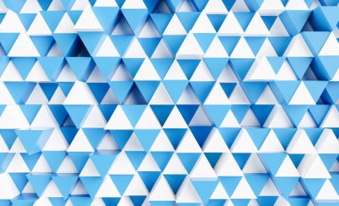 blue and white background with triangles - 3d rendering 
