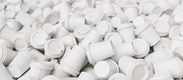 Haufen Weißer Leerer Mülltüten Für Kaffeebecher — Stockfoto